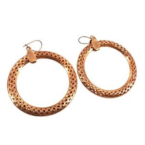 Oversized Gold Tone Woven Braided Chunky Statement Hoop Earrings 2.5"
